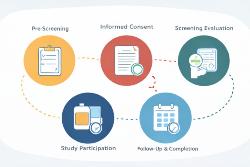 Steps involved in participating in a depression clinical trial